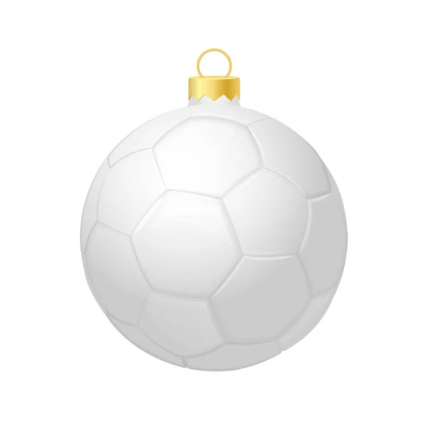 Białe Boże Narodzenie Piłka Nożna Ikona Choinkę — Wektor stockowy