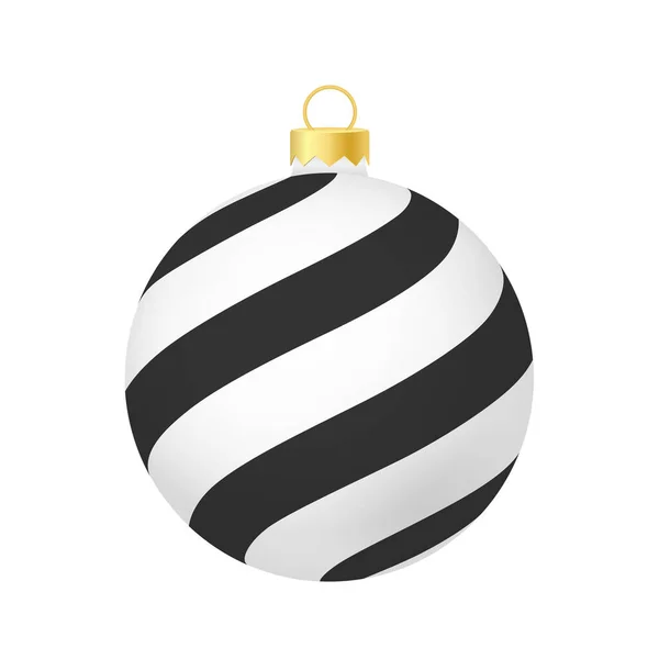 White Christmas Tree Toy Ball Ογκομετρική Και Ρεαλιστική Απεικόνιση Χρώματος — Διανυσματικό Αρχείο