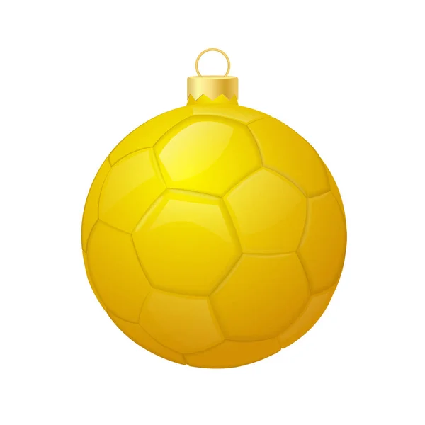 クリスマスツリーのための黄色のクリスマスサッカーボールアイコン — ストックベクタ