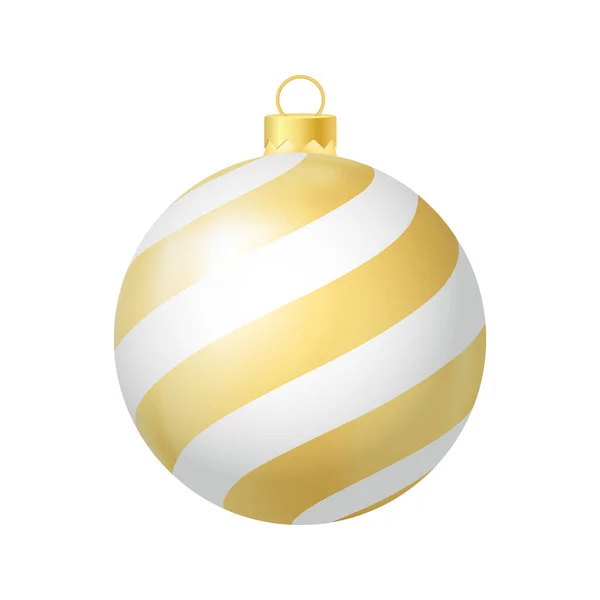 Gelber Weihnachtsbaum Spielzeug Mit Linien Realistische Farbabbildung — Stockvektor
