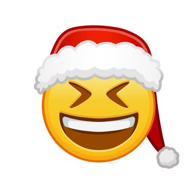 Noel gülümseyen yüzü, açık ağızlı, sıkıca kapalı gözleri, kocaman sarı emoji gülüşü.