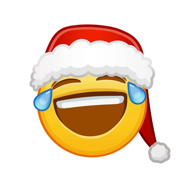 Visage Noël Avec Des Larmes Joie Grande Taille Sourire Emoji — Image vectorielle