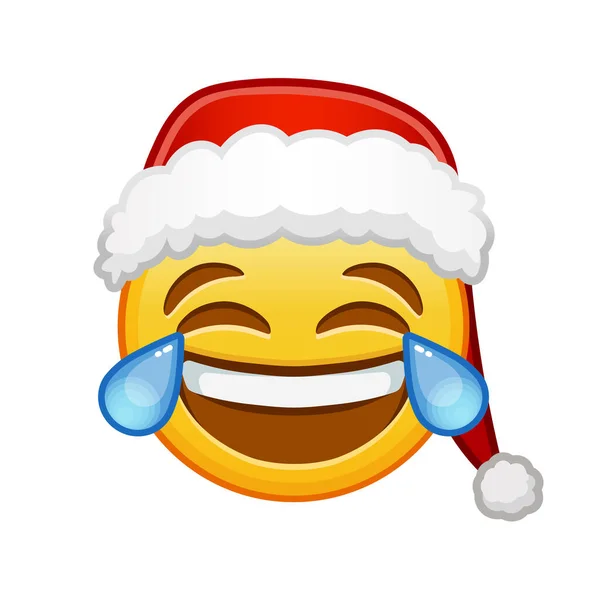 Noel Yüzü Sevinç Gözyaşlarıyla Büyük Sarı Emoji Gülümsemesi — Stok Vektör