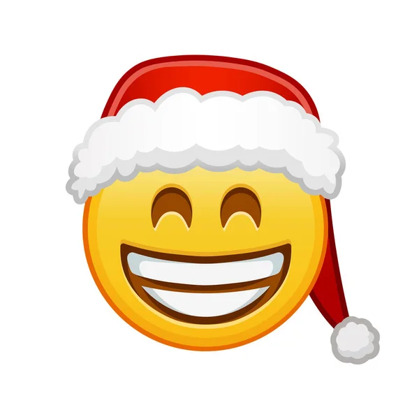 Christmas Grinning Face Laughing Eyes Large Size Yellow Emoji Smile — Stock Vector