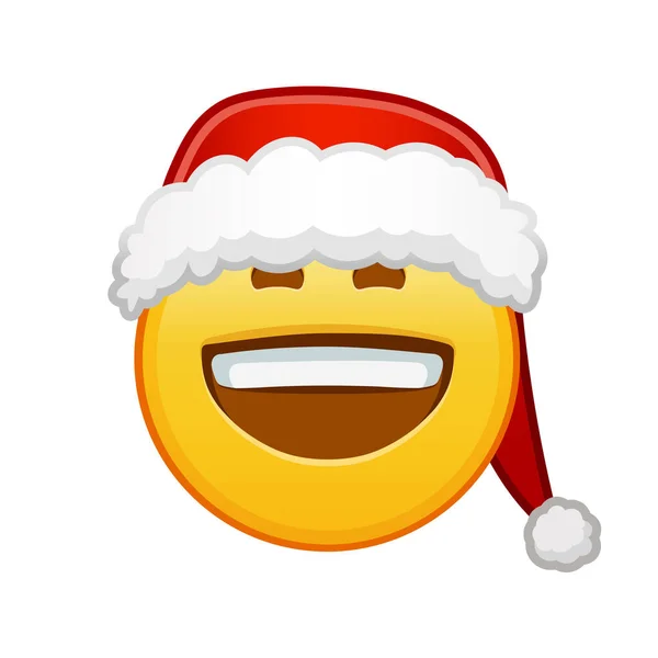 Karácsonyi Vigyorgó Arc Nagy Méretű Sárga Emoji Mosoly — Stock Vector