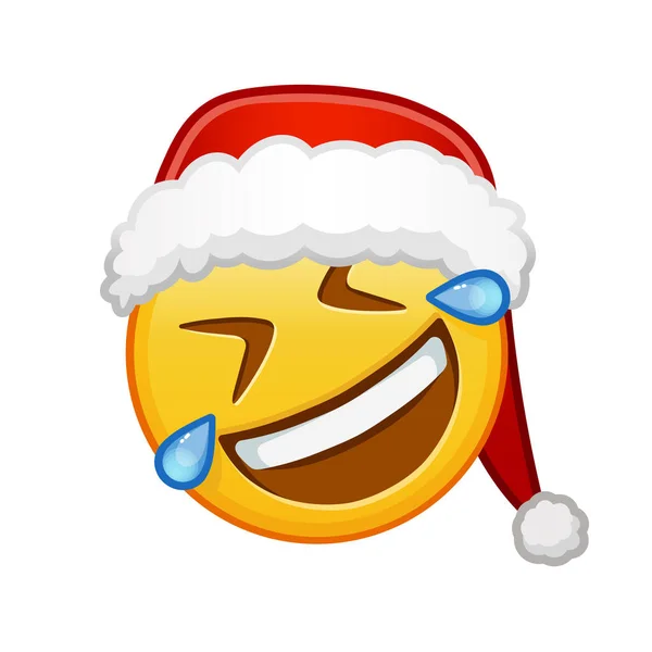 Christmas Rolling Floor Laughing Large Size Yellow Emoji Smile — Stock Vector