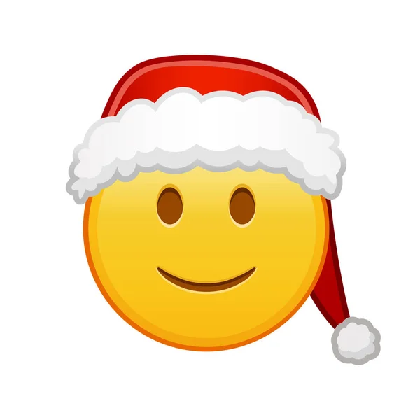 Christmas Slightly Smiling Face Large Size Yellow Emoji Smile — Stock Vector