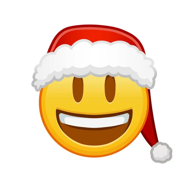 Natale Volto Sorridente Con Bocca Aperta Grandi Dimensioni Giallo Emoji — Vettoriale Stock