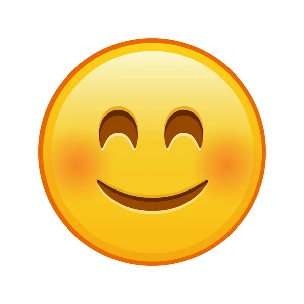 Leende Ansikte Med Skrattande Ögon Stor Storlek Gul Emoji Leende — Stock vektor