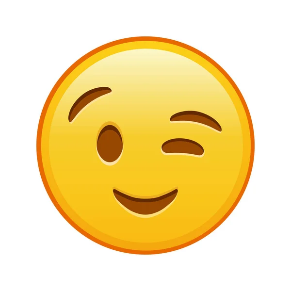 Cara Parpadeante Gran Tamaño Sonrisa Amarilla Emoji — Vector de stock