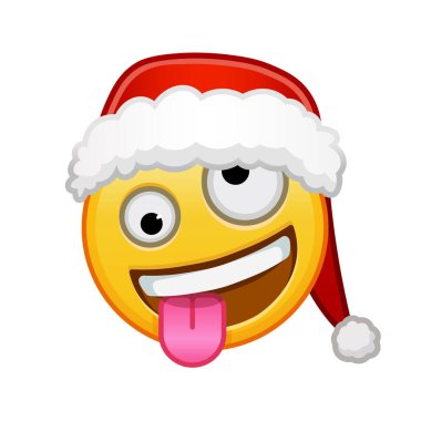 Christmas grinning face with one large and one small eye Large size of yellow emoji smile clipart