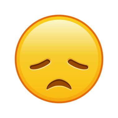 Hayal kırıklığına uğramış yüz. Büyük boy sarı emoji gülümsemesi.