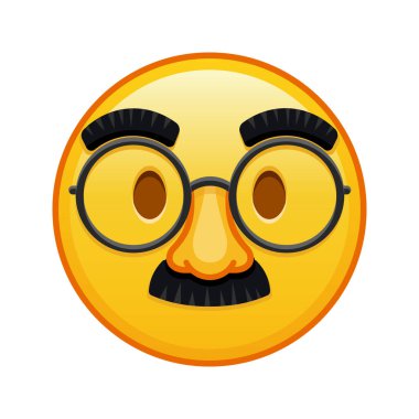 Gözlüklü ve bıyıklı bir yüz. Kocaman sarı bir gülümseme.