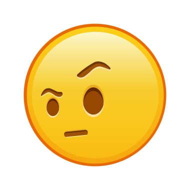 Tek kaşlı yüz. Büyük boy sarı emoji gülümsemesi.