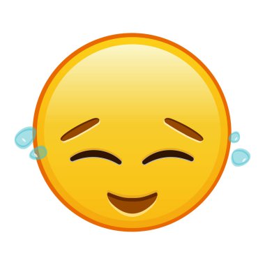 Gözyaşlarıyla mutlu bir yüz. Büyük sarı bir gülümseme.