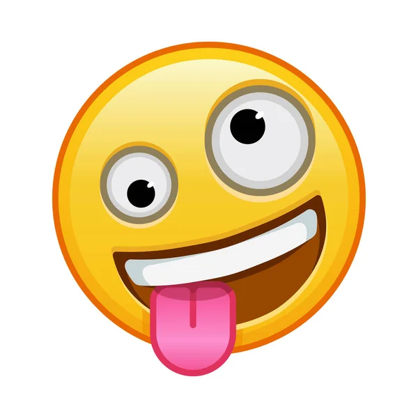 Rosto Sorridente Com Olho Grande Pequeno Tamanho Grande Sorriso Emoji — Vetor de Stock
