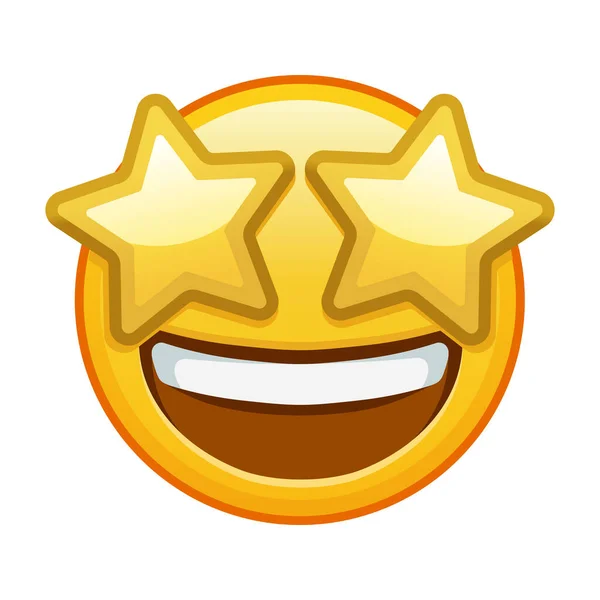 Visage Souriant Avec Des Yeux Étoilés Grande Taille Sourire Emoji — Image vectorielle