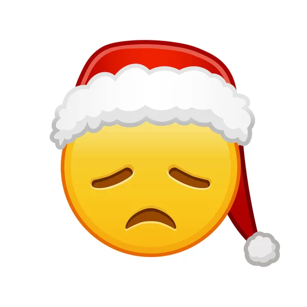 Noël Visage Déçu Grande Taille Sourire Emoji Jaune — Image vectorielle