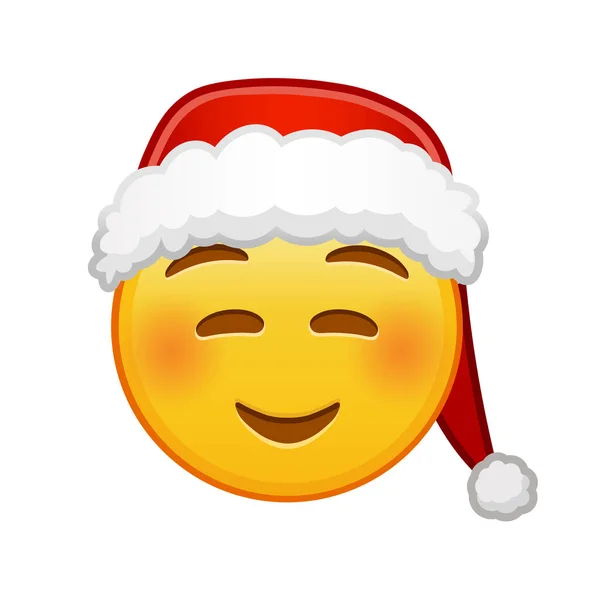 Boże Narodzenie Zawstydzony Uśmiechnięta Twarz Duży Rozmiar Żółty Emotikony Uśmiech — Wektor stockowy