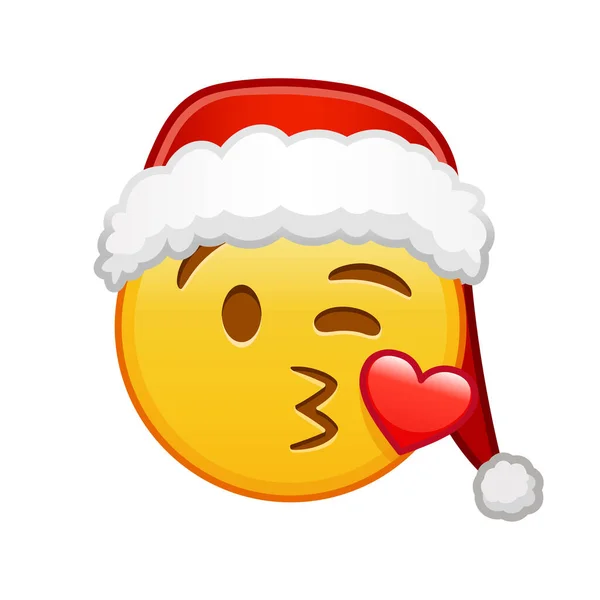 Рождественское Лицо Которое Посылает Поцелуй Большой Размер Желтой Улыбки Смайликов — стоковый вектор