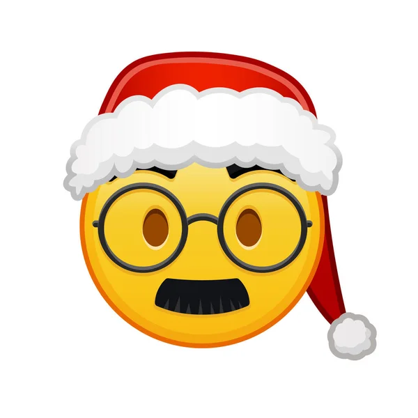 Різдвяне Обличчя Окулярах Вусах Великий Розмір Жовтого Емодзі Посмішки — стоковий вектор