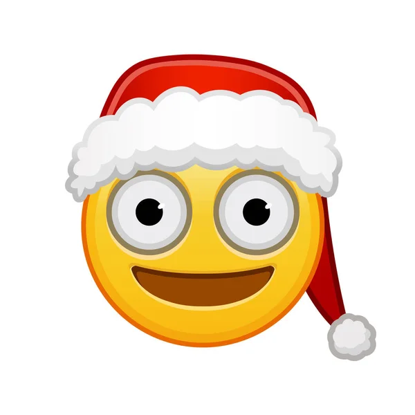 Julansikte Med Stora Ögon Stor Storlek Gul Emoji Leende — Stock vektor