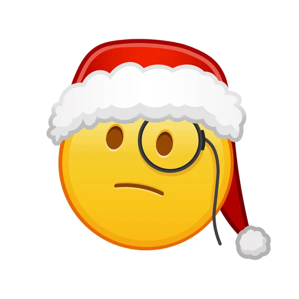 Christmas Face Monocle Large Size Yellow Emoji Smile — Stock Vector