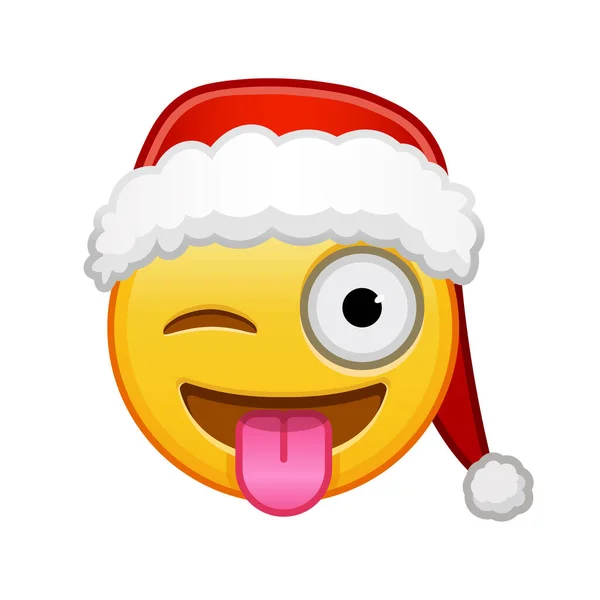 Rosto Natal Com Língua Pendurada Olho Piscando Grande Tamanho Sorriso —  Vetores de Stock