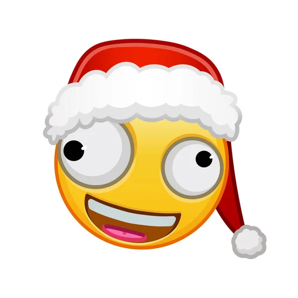 Christmas Grinning Face One Large One Small Eye Large Size — Stock Vector
