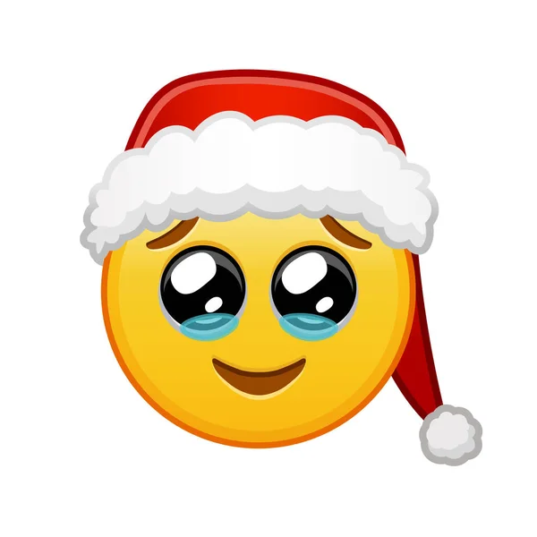 Cara Feliz Navidad Con Lágrimas Gran Tamaño Emoji Amarillo Sonrisa — Archivo Imágenes Vectoriales