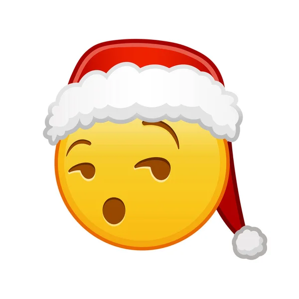 Christmas Grinning Flirting Face Large Size Yellow Emoji Smile — Stock Vector