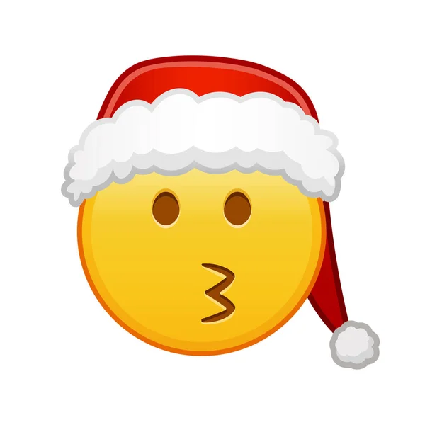 Kerst Kussen Gezicht Grote Omvang Van Gele Emoji Glimlach — Stockvector