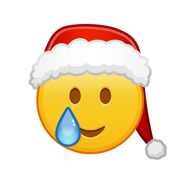 Natale Volto Felice Con Lacrime Grande Dimensione Giallo Emoji Sorriso — Vettoriale Stock