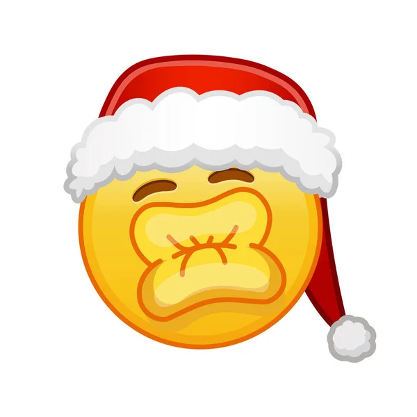 笑顔でクリスマスキス顔大きなサイズの黄色 Emojidex 絵文字デックス — ストックベクタ