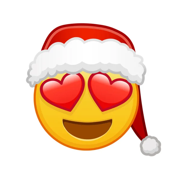 Natal Rosto Sorridente Com Olhos Coração Grande Tamanho Sorriso Emoji —  Vetores de Stock