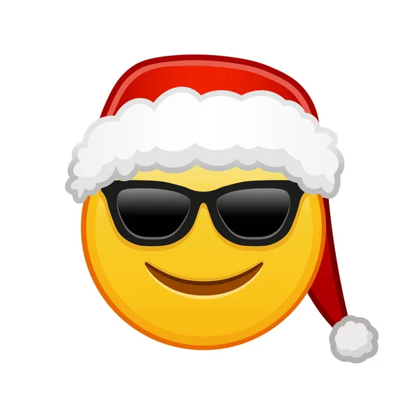 Boże Narodzenie Uśmiechnięta Twarz Okularach Przeciwsłonecznych Duży Rozmiar Żółty Emotikony — Wektor stockowy