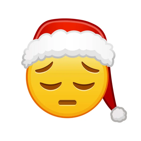 Natale Faccia Pensierosa Grande Dimensione Giallo Emoji Sorriso — Vettoriale Stock
