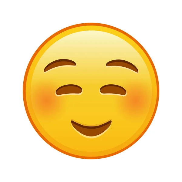 Cara Sonriente Avergonzada Gran Tamaño Sonrisa Emoji Amarilla — Vector de stock