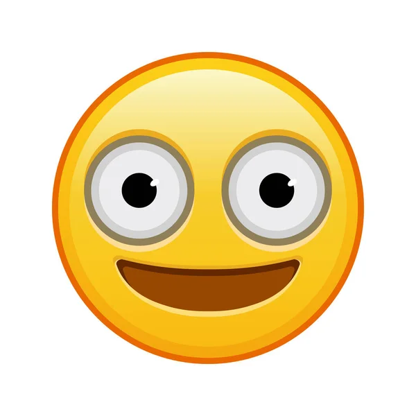 Visage Avec Grands Yeux Grande Taille Sourire Emoji Jaune — Image vectorielle
