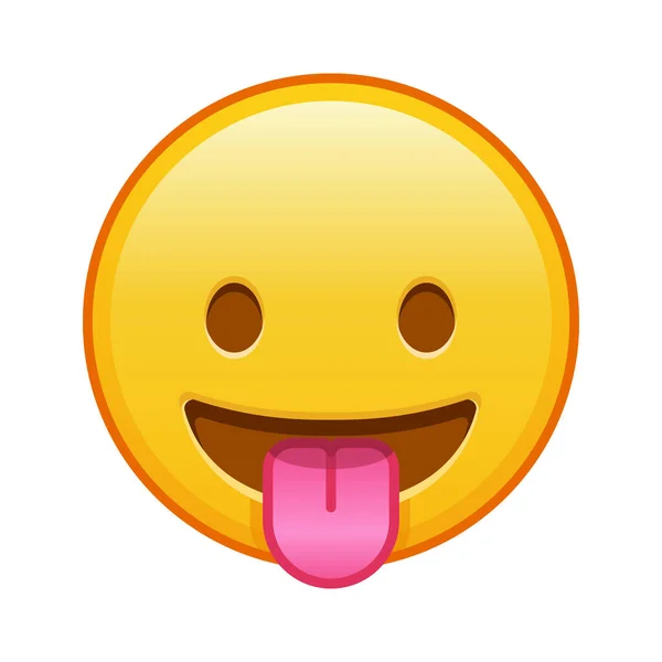 Ansikte Med Utskjutande Tunga Stor Storlek Gul Emoji Leende — Stock vektor