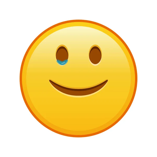 Glad Ansikte Med Tårar Stor Storlek Gul Emoji Leende — Stock vektor