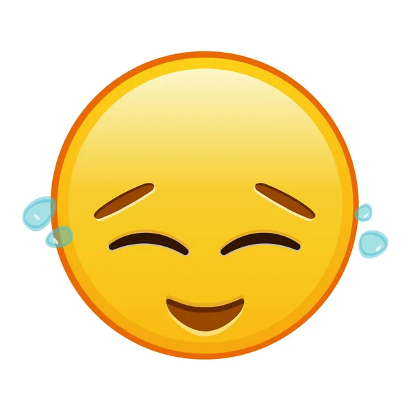 Visage Heureux Avec Des Larmes Grande Taille Sourire Emoji Jaune — Image vectorielle