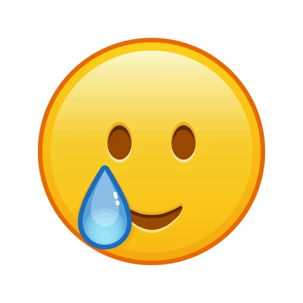 Rosto Feliz Com Lágrimas Tamanho Grande Emoji Amarelo Sorriso —  Vetores de Stock