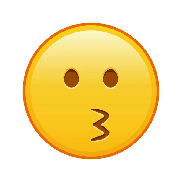 Embrasser Visage Grande Taille Sourire Emoji Jaune — Image vectorielle