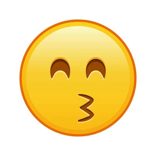 Поцілунок Обличчя Смішними Очима Великий Розмір Жовтої Посмішки Емодзі — стоковий вектор