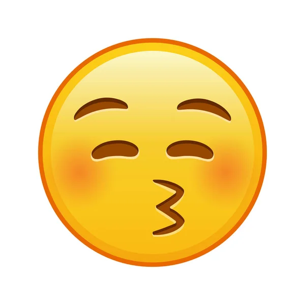 Поцілунок Обличчя Закритими Очима Великий Розмір Жовтого Емодзі Посмішки — стоковий вектор