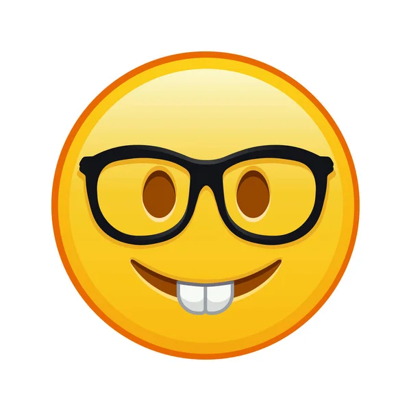Nerd Cara Gran Tamaño Amarillo Emoji Sonrisa — Vector de stock