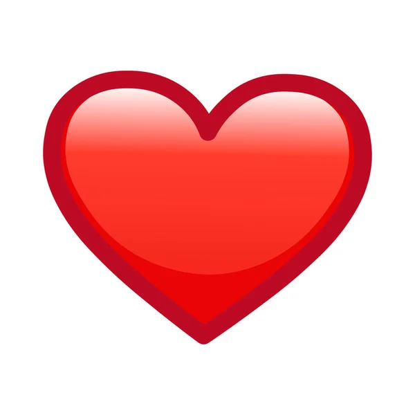 Rött Hjärta Stor Storlek Ikon För Emoji Leende — Stock vektor