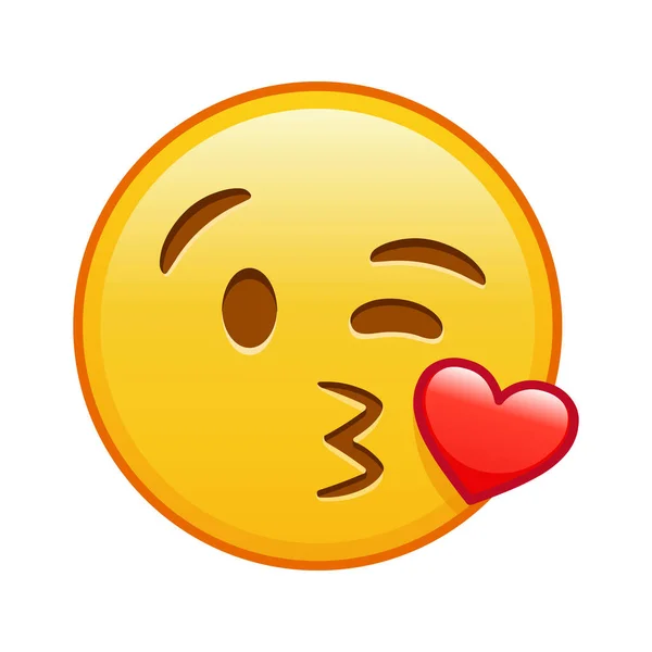 Rosto Que Envia Beijo Tamanho Grande Sorriso Emoji Amarelo —  Vetores de Stock