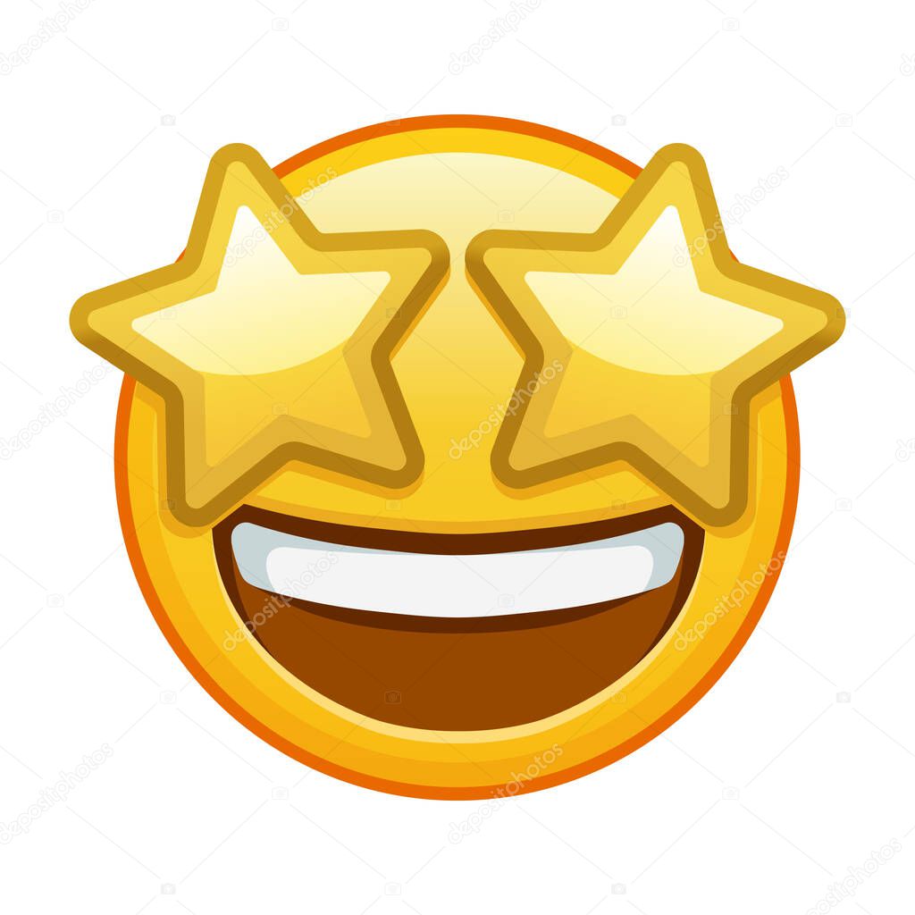 A grinning face with starry eyes Large size of yellow emoji smile